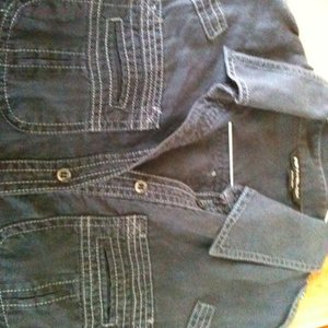 Penny Black 100%pure linen blue top size m is being swapped online for free