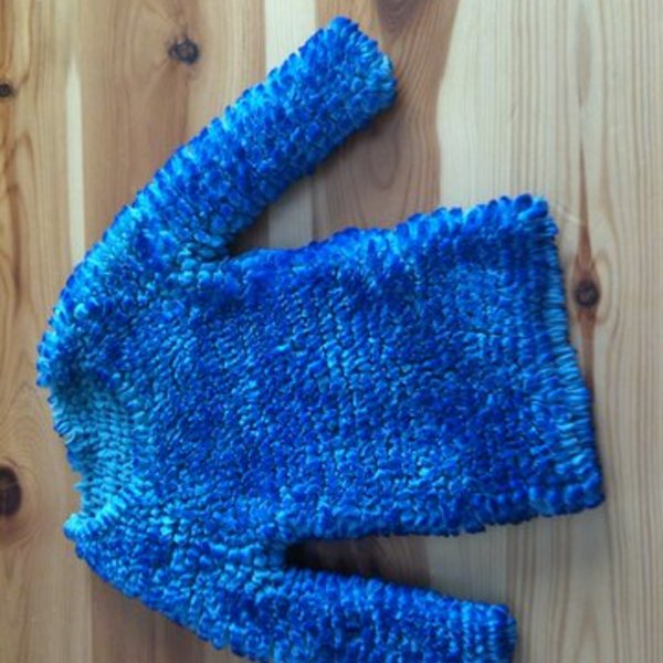 Stretchy particular material blue shades half-sleeve shirt - stretches out to fit your size!!! is being swapped online for free