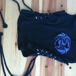 V-neck black and purple dragon top, ties on sides with strings, size xs is being swapped online for free