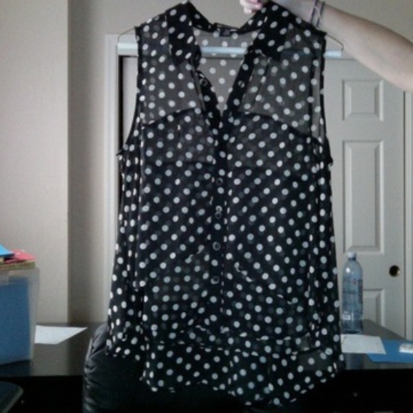 Forever 21 polkadot blouse medium is being swapped online for free