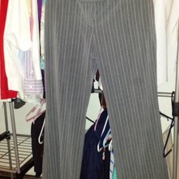 grey pinstriped pants is being swapped online for free