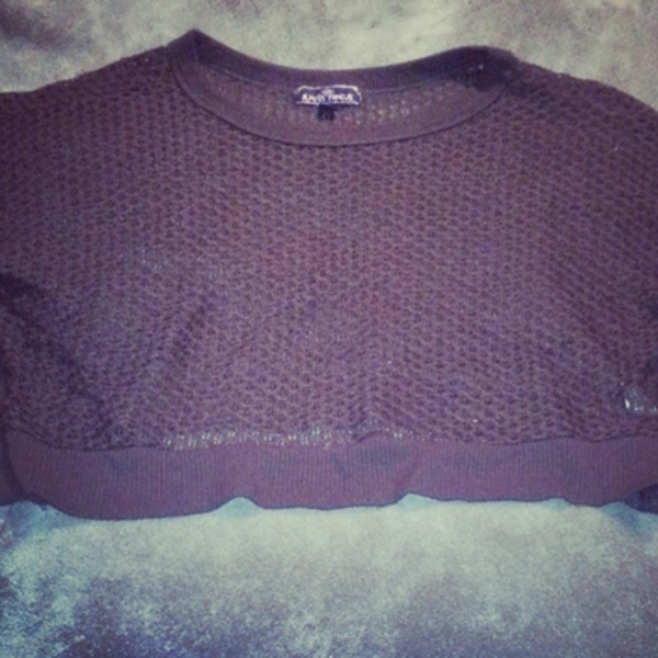 cute brown sweater top crochet detail small  is being swapped online for free