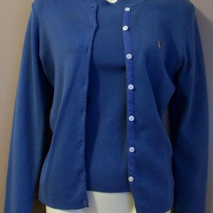 Ralph Lauren Polo Classic Twin Cardigan Sweater Set Blue Pink Pony SZ Medium                       is being swapped online for free