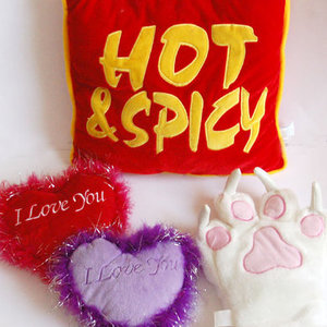 cute pillows lot NEW heart "i love you" hot & spicy is being swapped online for free