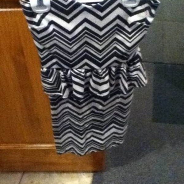 NWOT chevron peplum dress is being swapped online for free