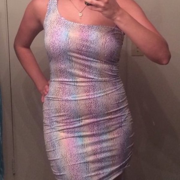 Rainbow star bodycon dress Charlotte russe nwt sz m is being swapped online for free