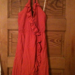 Nine West Pink Ruffle Wrap Halter Dress is being swapped online for free