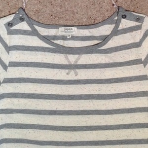 Papaya Striped Jersey/ Knit Top - UK Size 8, grey and white. is being swapped online for free