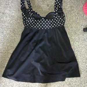 poka dot swim dress is being swapped online for free