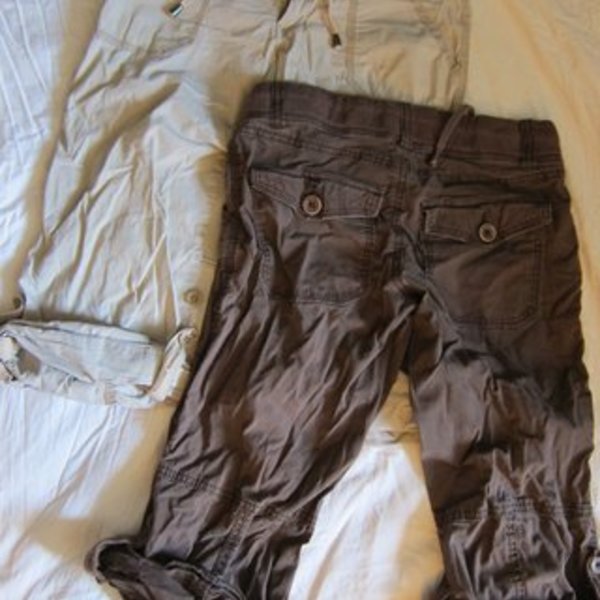 Brown and tan capris XS is being swapped online for free