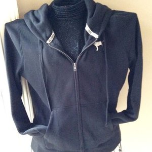 ON HOLD PENDING TRADE Victorias  Secret Black Blingy Hoodie  is being swapped online for free