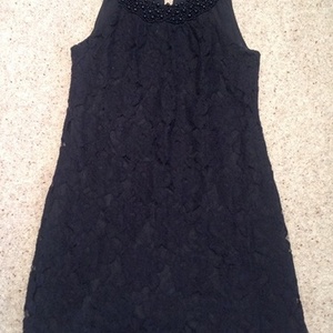 F&F Black Lace Shift Dress - Size UK 12, floral design. is being swapped online for free