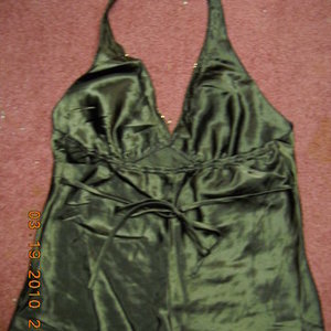 Silky Brown Halter Top Sz L-XL is being swapped online for free