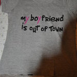 My boyfriend is out of town grey tee is being swapped online for free