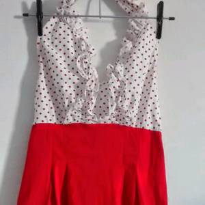 red/white polka dot halter dress is being swapped online for free