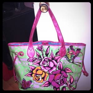 Ed Hardy flower patterned tote  is being swapped online for free