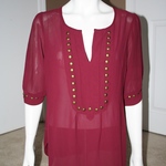 Burgundy Studded Sheer Blouse Size L  is being swapped online for free