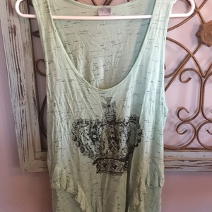 Mint green long tank with details Size L is being swapped online for free