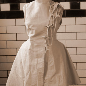 steampunk style apron, lab coat-sz small med. is being swapped online for free