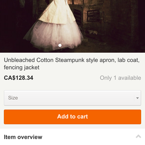 steampunk style apron, lab coat-sz small med. is being swapped online for free