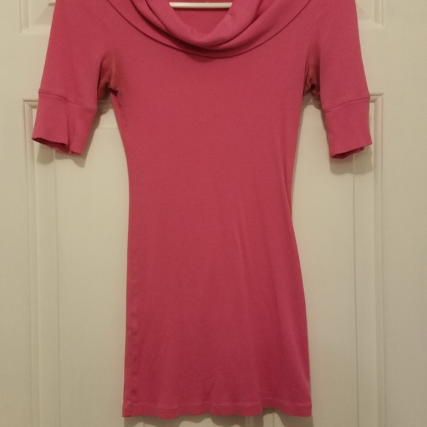 Express pink cowl neck tunic XS is being swapped online for free