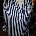 Blue white striped work blouse is being swapped online for free
