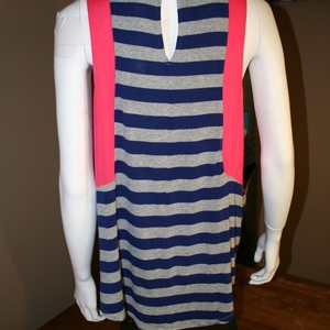 Tresics Striped Navy/Coral Accent Tunic Tank Size L is being swapped online for free