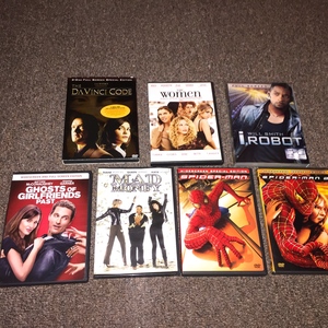 Lot of 6 DVDs: The DaVinci Code, The Women, iRobot, Mad Money, Spiderman, and Spiderman 2 is being swapped online for free