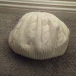thick and warm off white beanie is being swapped online for free