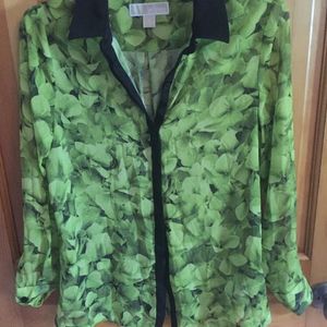 Michael Kors Floral Lime Green Blouse Size Small is being swapped online for free