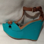 Turquoise Greek-style wedges, size 38 (UK 5) is being swapped online for free