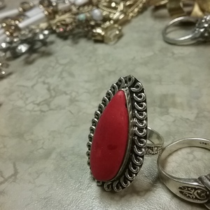 Vintage Sterling Red Tuquoise Ring - 6 is being swapped online for free