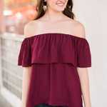 Pull & Bear | Off Shoulder Burgundy Bordeaux Top is being swapped online for free