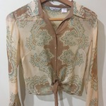 Tommy Bahama Silk Blouse/Beige/Turquoise is being swapped online for free