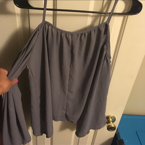 Small Gray Cold-Shoulder Top  is being swapped online for free
