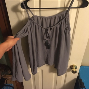 Small Gray Cold-Shoulder Top  is being swapped online for free
