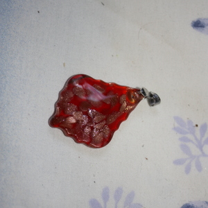 Red Blown Glass Pendant with gold flake is being swapped online for free