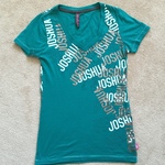 Joshua Perets Teal V-neck T-Shirt is being swapped online for free
