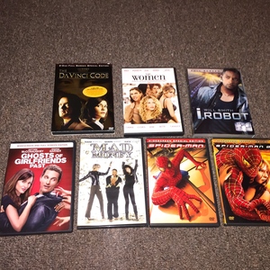 Lot of 6 DVDs: The DaVinci Code, The Women, iRobot, Mad Money, Spiderman, and Spiderman 2. All in like new condition. is being swapped online for free