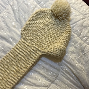  Cream scarf with hood attached  is being swapped online for free