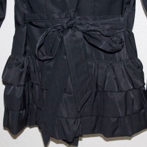 EXPRESS Black Button-Down Ruffle Hem Jacket (sz. extra small) is being swapped online for free