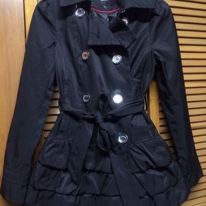 EXPRESS Black Button-Down Ruffle Hem Jacket (sz. extra small) is being swapped online for free