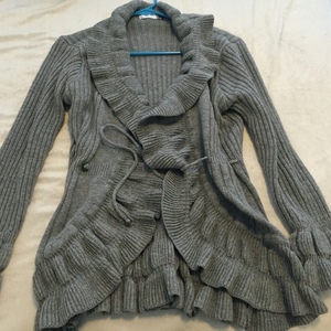 Ruffled Gray Sweater - M is being swapped online for free