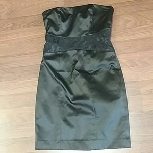 Bebe black Satin Lace Dress - 00 is being swapped online for free