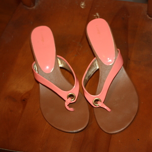 Coral low heel open toe shoes size 8 Excellent condition is being swapped online for free