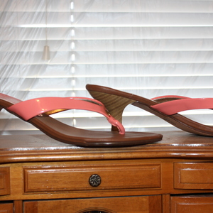 Coral low heel open toe shoes size 8 Excellent condition is being swapped online for free