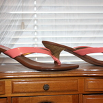 Coral low heel open toe shoes size 8 Excellent condition is being swapped online for free
