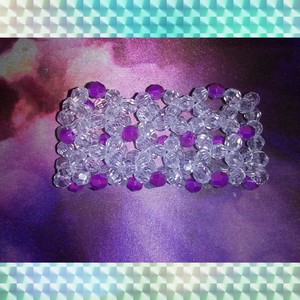 Handmade Clear & Purple Kandi Style Cuff Bracelet is being swapped online for free