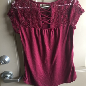 Lace burgundy top  is being swapped online for free