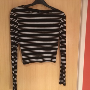 Black and white stripy long sleeved crop top size 8 is being swapped online for free